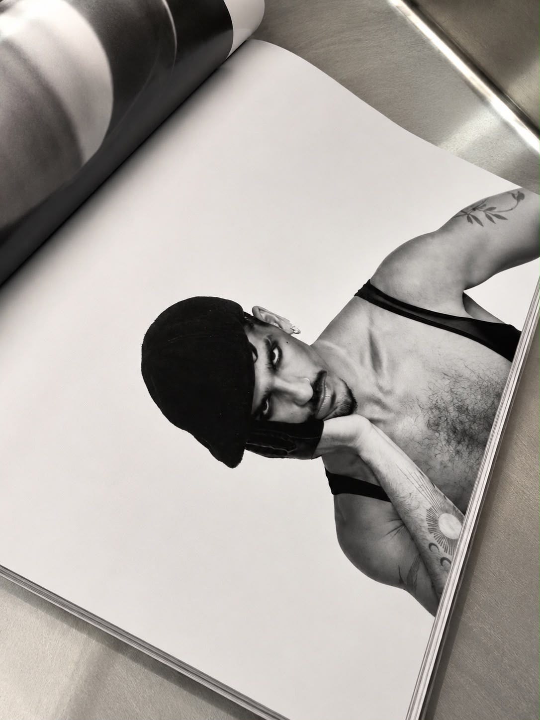 Photograph of the printed FLANELLE magazine opened to the Between Forms editorial